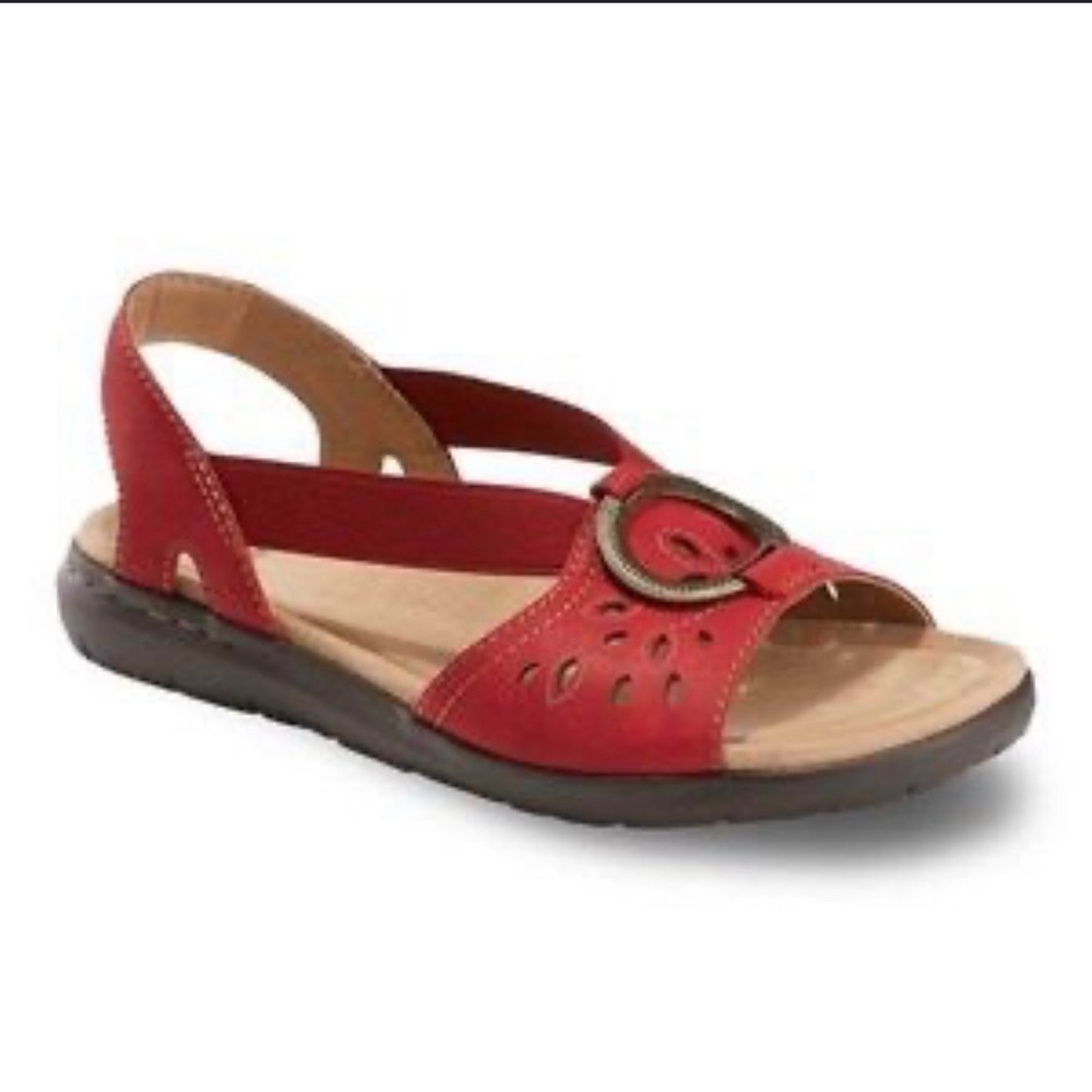 Earth Origins. Comfy red, leather sandals. Size 6M